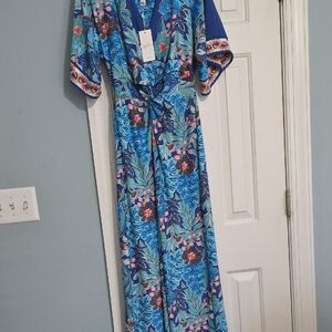 Lilly Pulitzer Blue Floral Maxi Dress